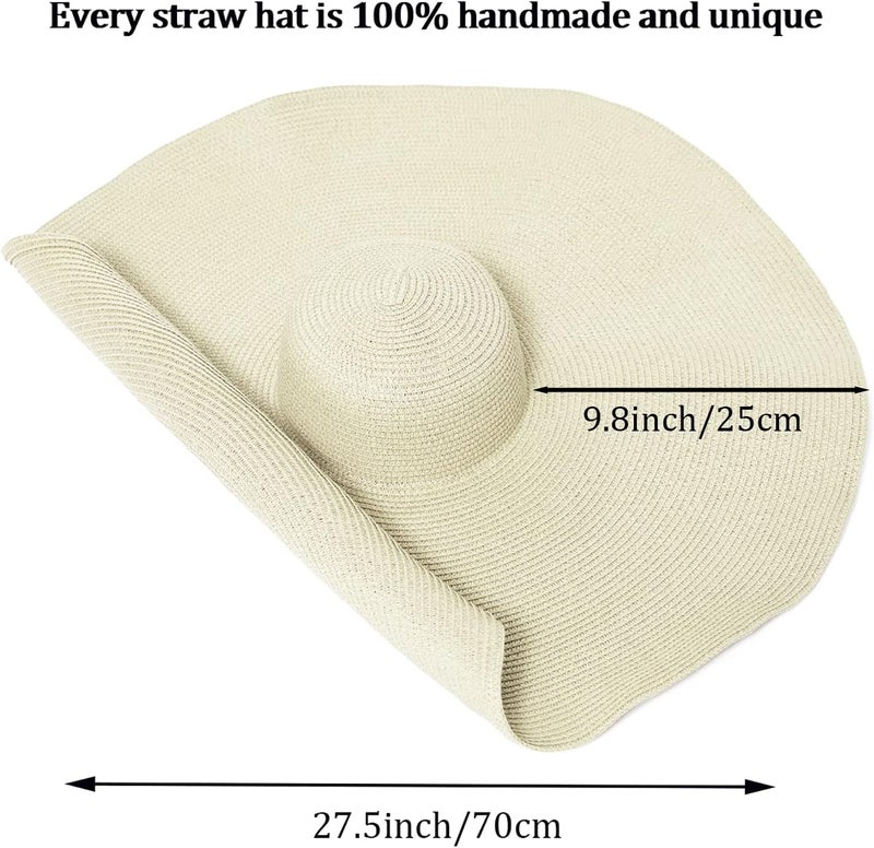 DECHISY Oversized Beach Straw Hat for Women, Fashion Large Wide Brim Visor Hats Handmade Roll Up Floppy Sun Hat for Summer Beach Cap - Image 3